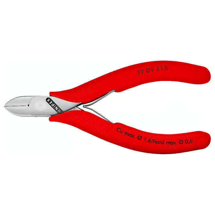 Kìm cắt linh kiện điện tử, có nang trợ lực, đầu mũi tròn KNIPEX 77 01 115 chiều dài 115mm, khả năng cắt từ 0.3mm - 1.6mm