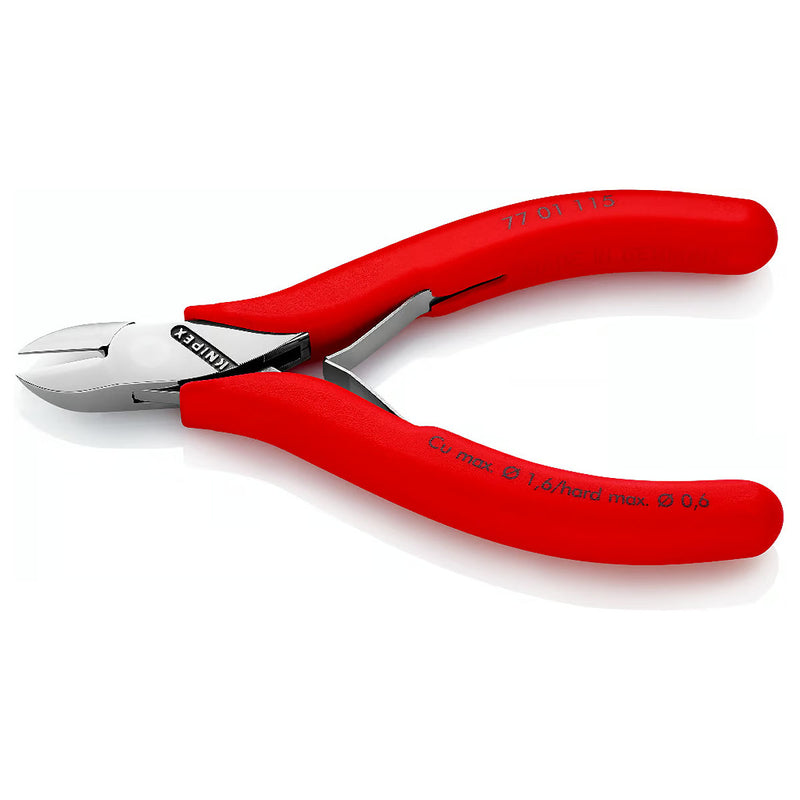 Kìm cắt linh kiện điện tử, có nang trợ lực, đầu mũi tròn KNIPEX 77 01 115 chiều dài 115mm, khả năng cắt từ 0.3mm - 1.6mm