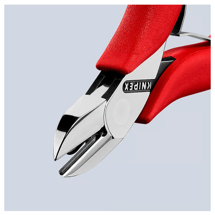 Kìm cắt linh kiện điện tử, có nang trợ lực và kẹp giữ dây, đầu mũi tròn KNIPEX 77 11 115 chiều dài từ 115mm, khả năng cắt từ 0.3mm - 1.6mm