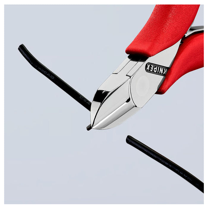 Kìm cắt linh kiện điện tử, có nang trợ lực và kẹp giữ dây, đầu mũi tròn KNIPEX 77 11 115 chiều dài từ 115mm, khả năng cắt từ 0.3mm - 1.6mm