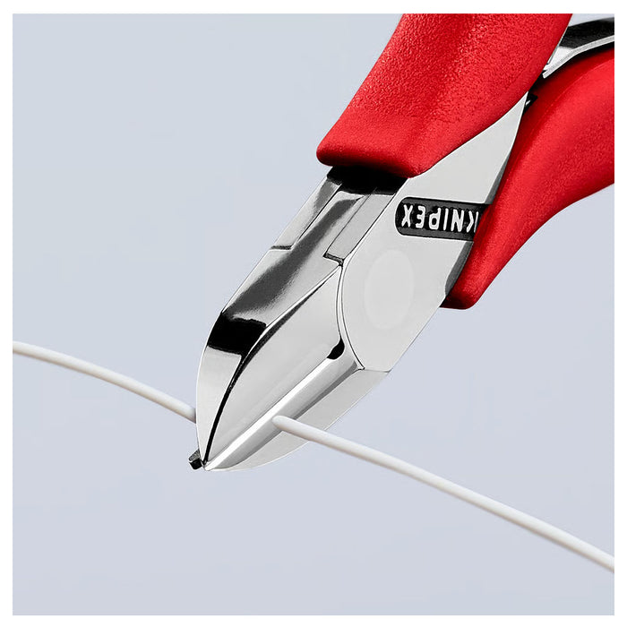 Kìm cắt linh kiện điện tử, có nang trợ lực và kẹp giữ dây, đầu mũi tròn KNIPEX 77 11 115 chiều dài từ 115mm, khả năng cắt từ 0.3mm - 1.6mm