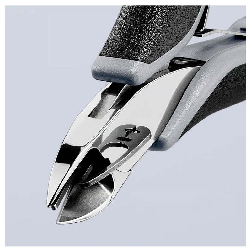 Kìm cắt linh kiện điện tử, chống tĩnh điện có kẹp giữ dây, đầu mũi tròn KNIPEX 77 12 115 ESD chiều dài từ 115mm, khả năng cắt từ 0.3mm - 1.6mm