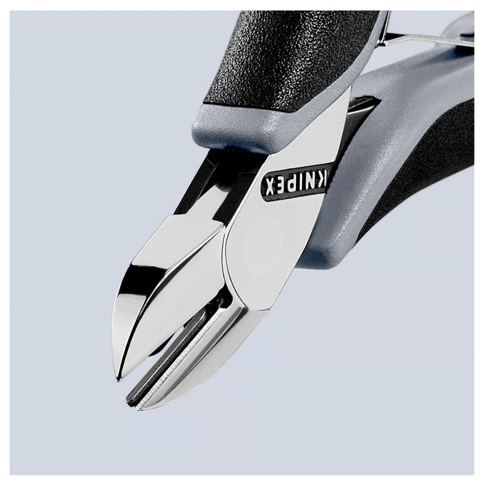 Kìm cắt linh kiện điện tử, chống tĩnh điện có kẹp giữ dây, đầu mũi tròn KNIPEX 77 12 115 ESD chiều dài từ 115mm, khả năng cắt từ 0.3mm - 1.6mm