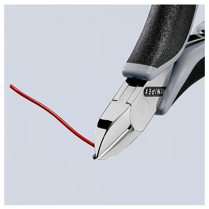 Kìm cắt linh kiện điện tử, chống tĩnh điện có kẹp giữ dây, đầu mũi tròn KNIPEX 77 12 115 ESD chiều dài từ 115mm, khả năng cắt từ 0.3mm - 1.6mm