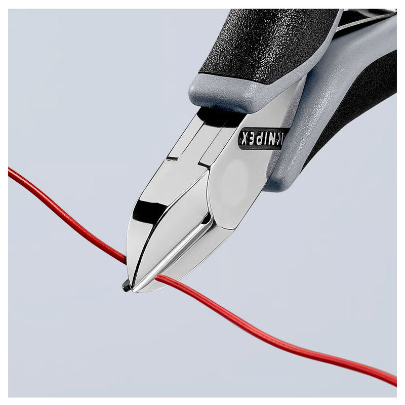 Kìm cắt linh kiện điện tử, chống tĩnh điện có kẹp giữ dây, đầu mũi tròn KNIPEX 77 12 115 ESD chiều dài từ 115mm, khả năng cắt từ 0.3mm - 1.6mm
