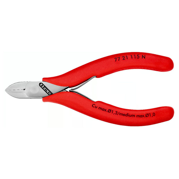 Kìm cắt linh kiện điện tử, có nang trợ lực, đầu mũi tròn KNIPEX 77 21 115 N chiều dài từ 115mm, khả năng cắt 1.3mm