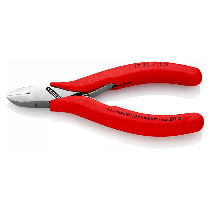 Kìm cắt linh kiện điện tử, có nang trợ lực, đầu mũi tròn KNIPEX 77 21 115 N chiều dài từ 115mm, khả năng cắt 1.3mm