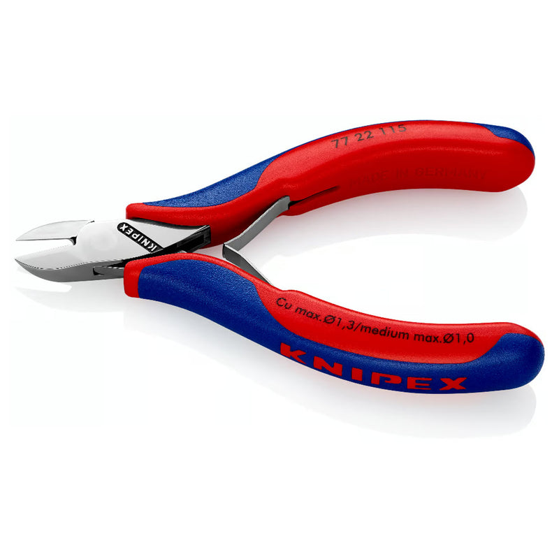Kìm cắt linh kiện điện tử, có nang trợ lực, đầu mũi tròn KNIPEX 77 22 115 chiều dài 115mm, khả năng cắt từ 0.3mm - 1.3mm