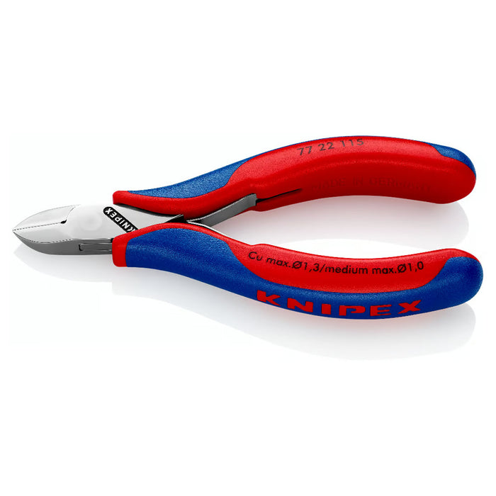Kìm cắt linh kiện điện tử, có nang trợ lực, đầu mũi tròn KNIPEX 77 22 115 chiều dài 115mm, khả năng cắt từ 0.3mm - 1.3mm