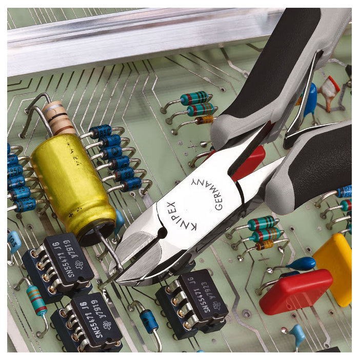 Kìm cắt linh kiện điện tử chống tĩnh điện, dòng hiệu suất cao, lưỡi Carbide, chuyên cắt dây cứng KNIPEX 77 32 120 H ESD chiều dài 120mm, khả năng cắt từ 0.2mm - 1.6mm