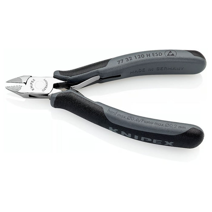 Kìm cắt linh kiện điện tử chống tĩnh điện, dòng hiệu suất cao, lưỡi Carbide, chuyên cắt dây cứng KNIPEX 77 32 120 H ESD chiều dài 120mm, khả năng cắt từ 0.2mm - 1.6mm