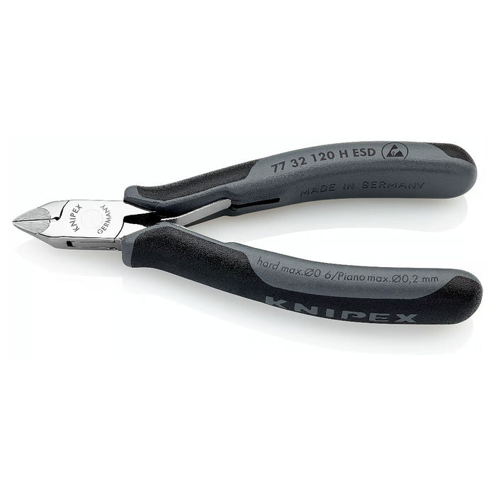 Kìm cắt linh kiện điện tử chống tĩnh điện, dòng hiệu suất cao, lưỡi Carbide, chuyên cắt dây cứng KNIPEX 77 32 120 H ESD chiều dài 120mm, khả năng cắt từ 0.2mm - 1.6mm
