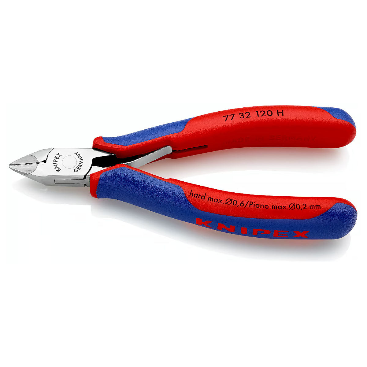 Kìm cắt linh kiện điện tử, dòng hiệu suất cao, lưỡi Carbide, chuyên cắt dây cứng KNIPEX 77 32 120 H chiều dài 120mm, khả năng cắt từ 0.2mm - 1.6mm