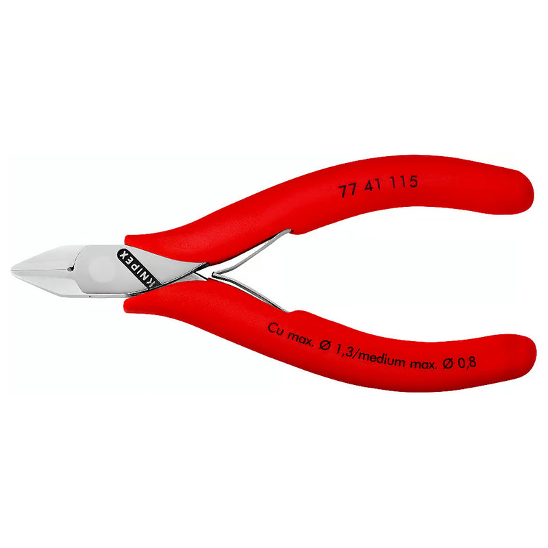 Kìm cắt linh kiện điện tử, có nang trợ lực, đầu mũi nhọn KNIPEX 77 41 115 chiều dài 115mm, khả năng cắt 1.3mm