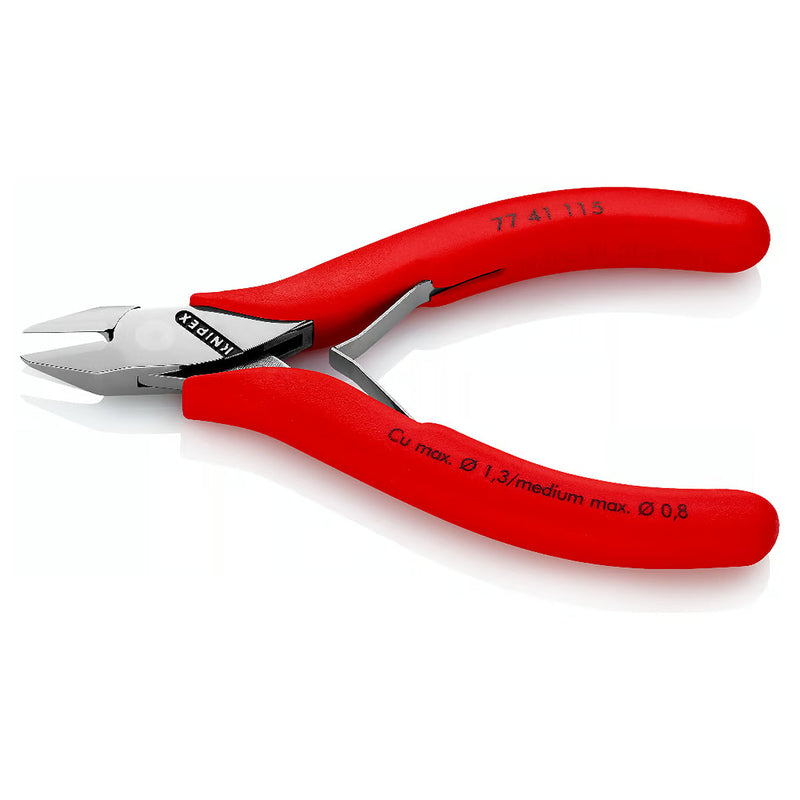 Kìm cắt linh kiện điện tử, có nang trợ lực, đầu mũi nhọn KNIPEX 77 41 115 chiều dài 115mm, khả năng cắt 1.3mm