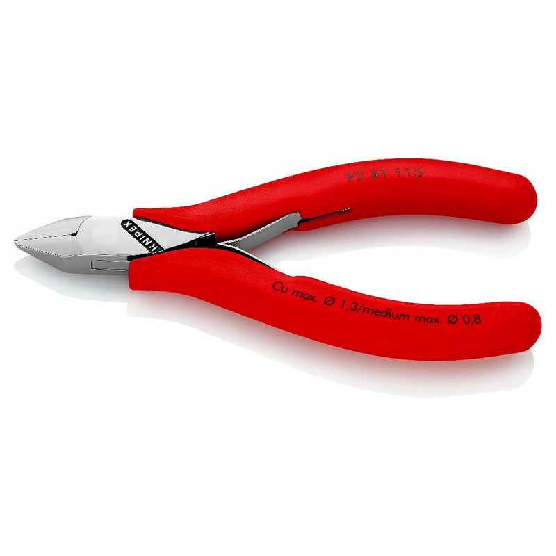 Kìm cắt linh kiện điện tử, có nang trợ lực, đầu mũi nhọn KNIPEX 77 41 115 chiều dài 115mm, khả năng cắt 1.3mm
