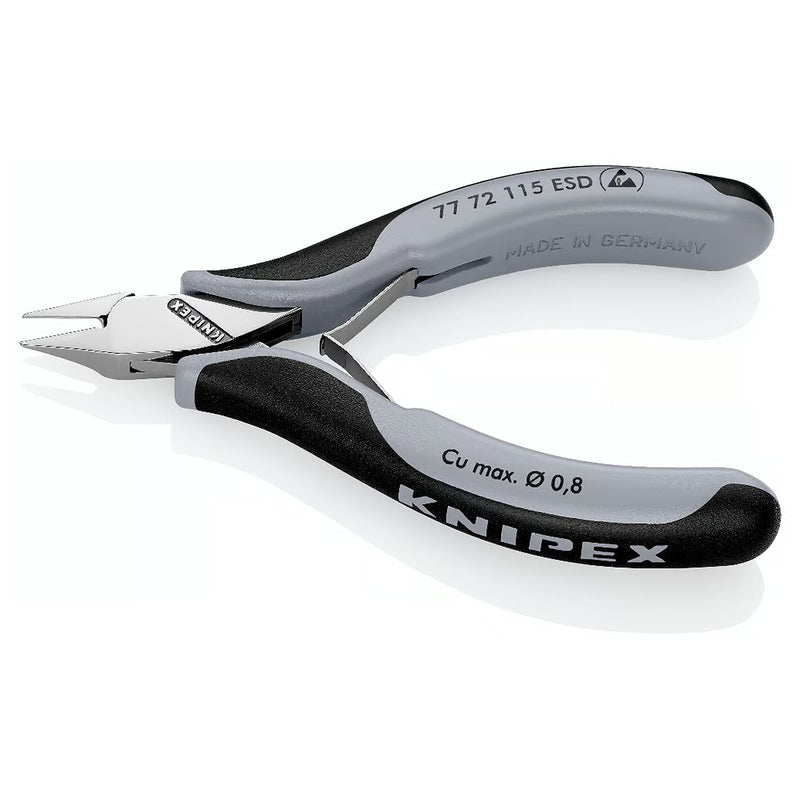 Kìm cắt linh kiện điện tử, chống tĩnh điện, đầu mũi nhọn nhỏ KNIPEX 77 72 115 ESD chiều dài 115mm, khả năng cắt từ 0.3mm - 0.8mm