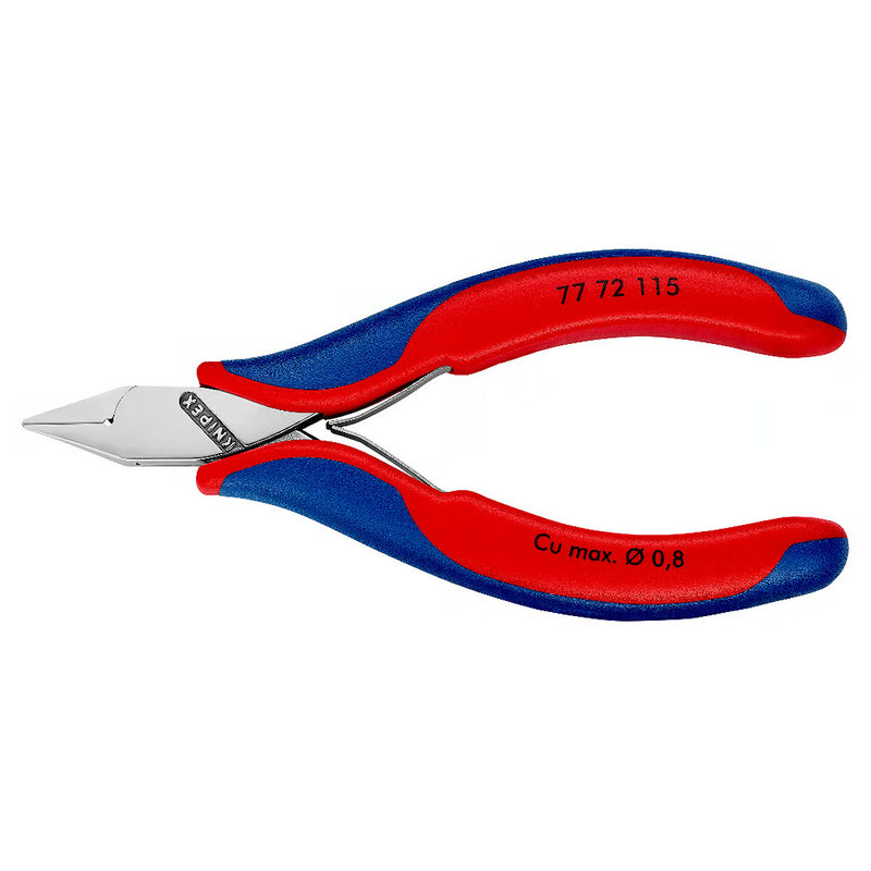 Kìm cắt linh kiện điện tử, có nang trợ lực, đầu mũi nhọn nhỏ KNIPEX 77 72 115 chiều dài 115mm, khả năng cắt từ 0.3mm - 0.8mm