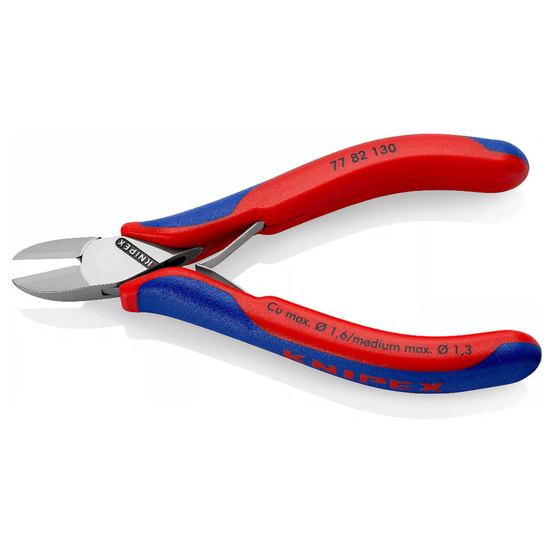 Kìm cắt linh kiện điện tử, có nang trợ lực, đầu mũi tròn KNIPEX 77 82 130 chiều dài 130mm, khả năng cắt từ 0.3mm - 1.6mm