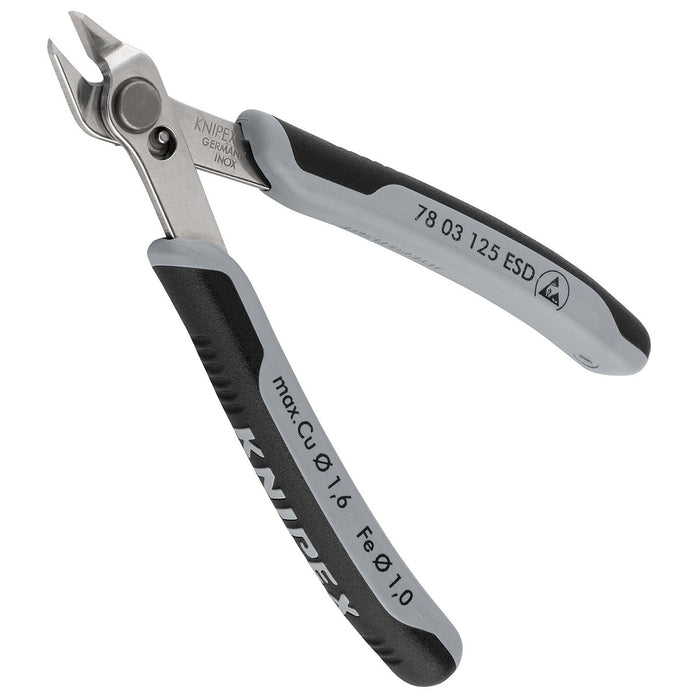 Kìm cắt linh kiện điện tử, chống tĩnh điện dòng Super Knips KNIPEX 78 03 125 ESD chiều dài 125mm, khả năng cắt từ 0.2mm - 1.6mm