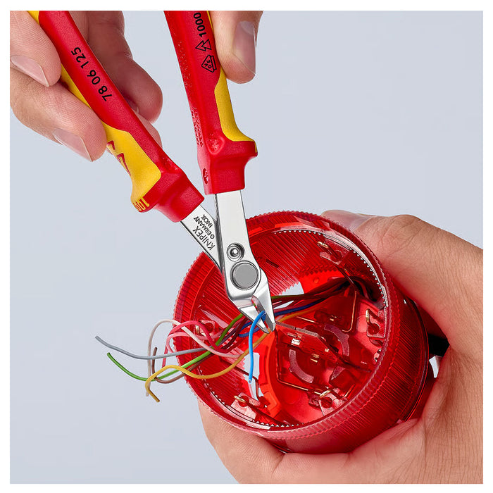 Kìm cắt linh kiện điện tử, cách điện 1000V dòng Super Knips KNIPEX 78 06 125 chiều dài 125mm, khả năng cắt từ 0.2mm - 1.6mm