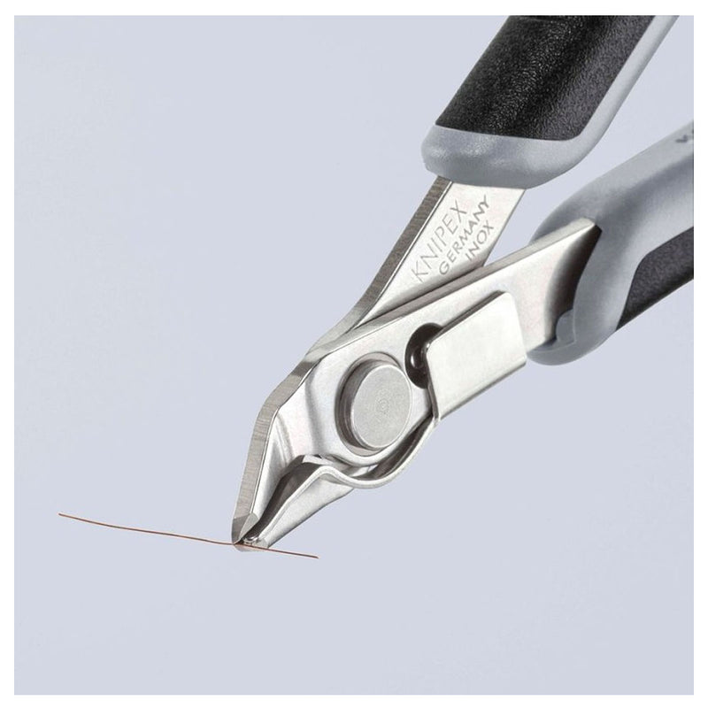 Kìm cắt linh kiện điện tử, có kẹp giữ dây, chống tĩnh điện dòng Super Knips KNIPEX 78 13 125 ESD chiều dài 125mm, khả năng cắt từ 0.2mm - 1.6mm