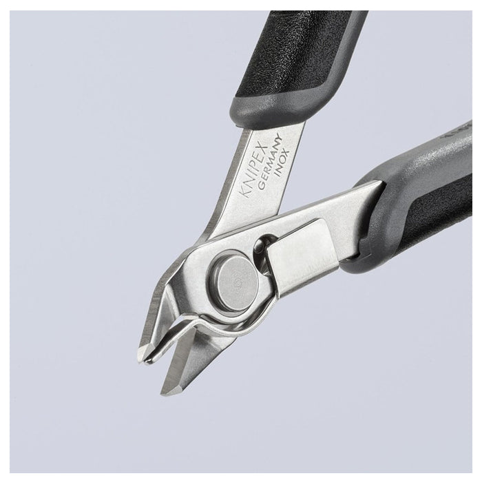 Kìm cắt linh kiện điện tử, có kẹp giữ dây, chống tĩnh điện dòng Super Knips KNIPEX 78 13 125 ESD chiều dài 125mm, khả năng cắt từ 0.2mm - 1.6mm