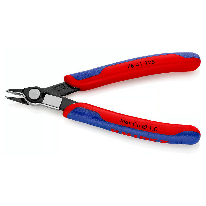 Kìm cắt linh kiện điện tử, có kẹp giữ dây dòng Super Knips KNIPEX 78 41 125 chiều dài 125mm, khả năng cắt từ 0.2mm - 1.0mm