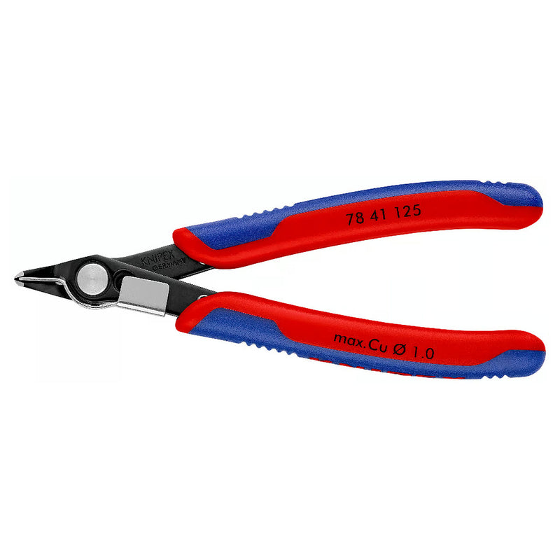 Kìm cắt linh kiện điện tử, có kẹp giữ dây dòng Super Knips KNIPEX 78 41 125 chiều dài 125mm, khả năng cắt từ 0.2mm - 1.0mm