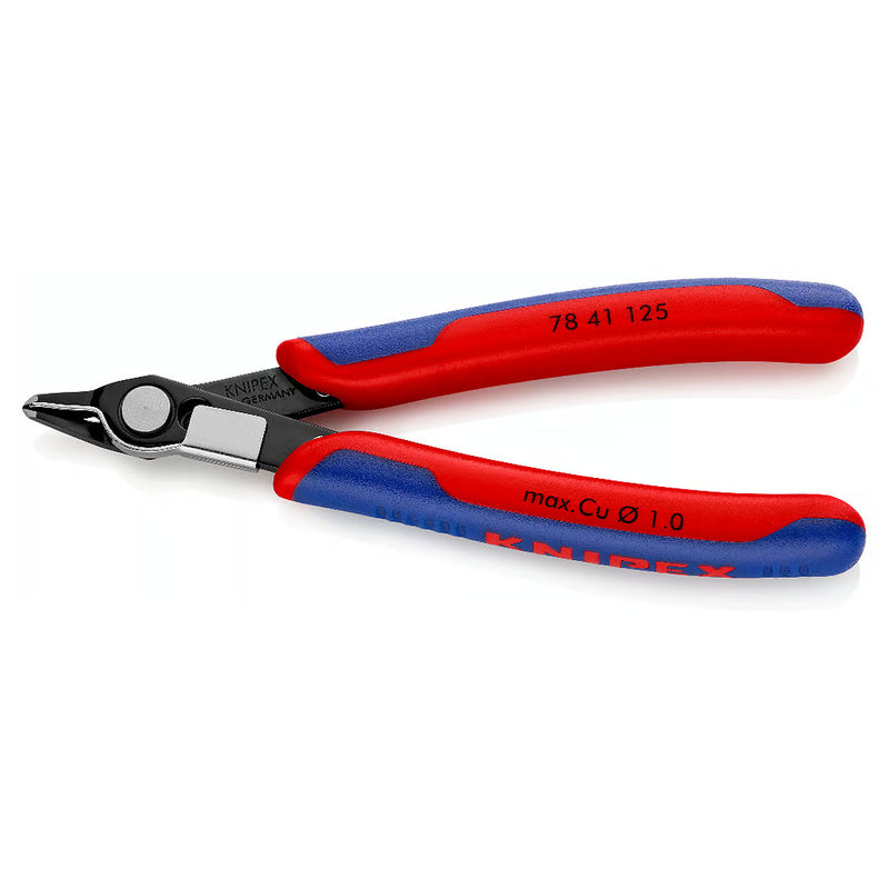 Kìm cắt linh kiện điện tử, có kẹp giữ dây dòng Super Knips KNIPEX 78 41 125 chiều dài 125mm, khả năng cắt từ 0.2mm - 1.0mm