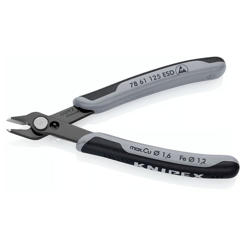 Kìm cắt linh kiện điện tử, chống tĩnh điện dòng Super Knips KNIPEX 78 61 125 ESD chiều dài 125mm, khả năng cắt từ 0.2mm - 1.6mm