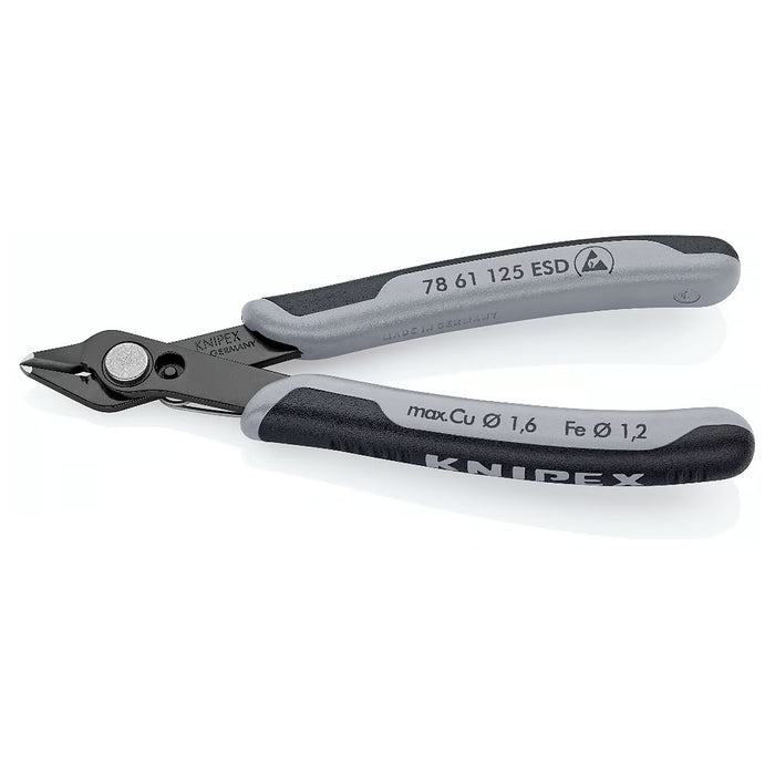 Kìm cắt linh kiện điện tử, chống tĩnh điện dòng Super Knips KNIPEX 78 61 125 ESD chiều dài 125mm, khả năng cắt từ 0.2mm - 1.6mm