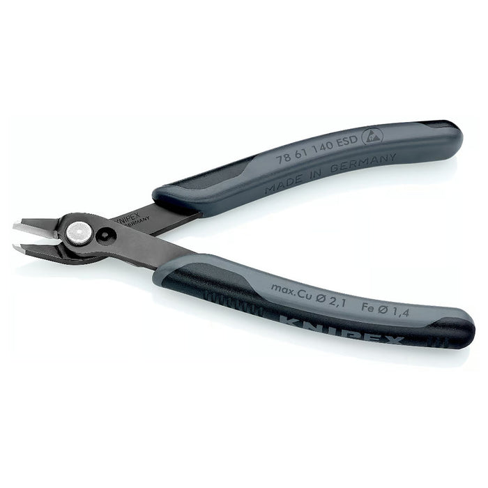 Kìm cắt linh kiện điện tử, chống tĩnh điện dòng Super Knips XL KNIPEX 78 61 140 ESD chiều dài 140mm, khả năng cắt từ 0.2mm - 2.1mm