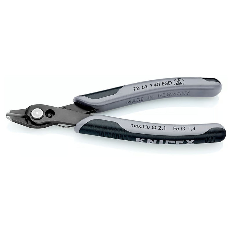Kìm cắt linh kiện điện tử, chống tĩnh điện dòng Super Knips XL KNIPEX 78 61 140 ESD chiều dài 140mm, khả năng cắt từ 0.2mm - 2.1mm