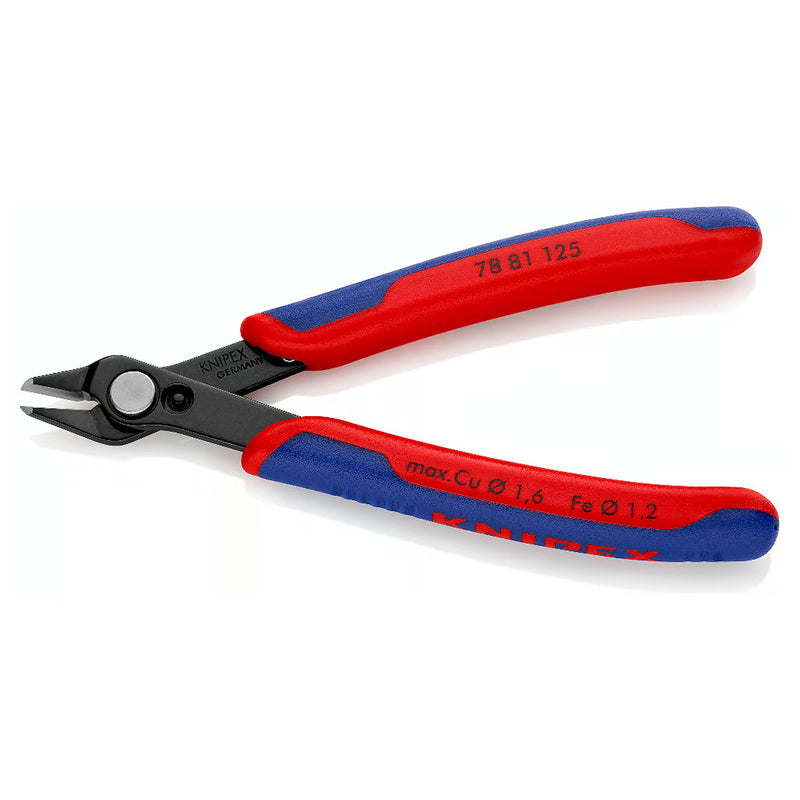 Kìm cắt linh kiện điện tử, dòng Super Knips KNIPEX 78 81 125 chiều dài 125mm, khả năng cắt từ 0.2mm - 1.6mm, dây cứng 0.6mm