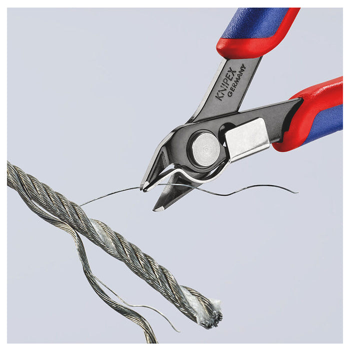 Kìm cắt linh kiện điện tử, có kẹp giữ dây dòng Super Knips KNIPEX 78 91 125 chiều dài 125mm, khả năng cắt từ 0.2mm - 1.6mm, dây cứng 0.6mm