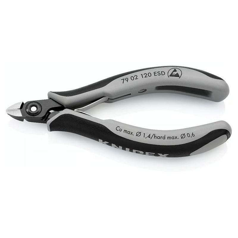 Kìm cắt linh kiện điện tử, chống tĩnh điện, đầu mũi nhỏ KNIPEX 79 02 120 ESD chiều dài 120mm, khả năng cắt từ 0.2mm - 1.4mm