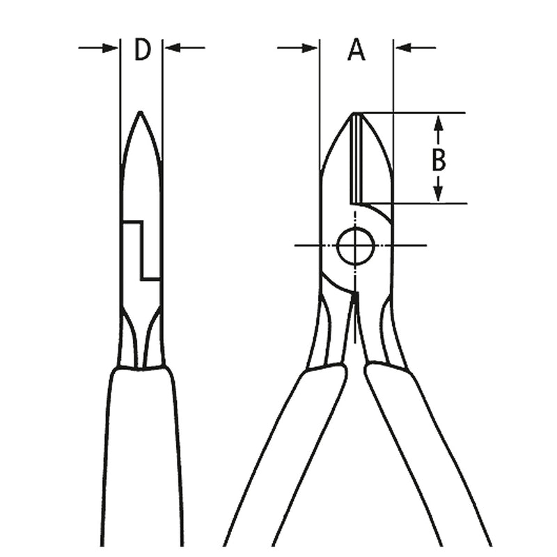 Kìm cắt linh kiện điện tử, có nang trợ lực, đầu mũi nhỏ KNIPEX 79 02 120 chiều dài 120mm, khả năng cắt từ 0.2mm - 1.4mm