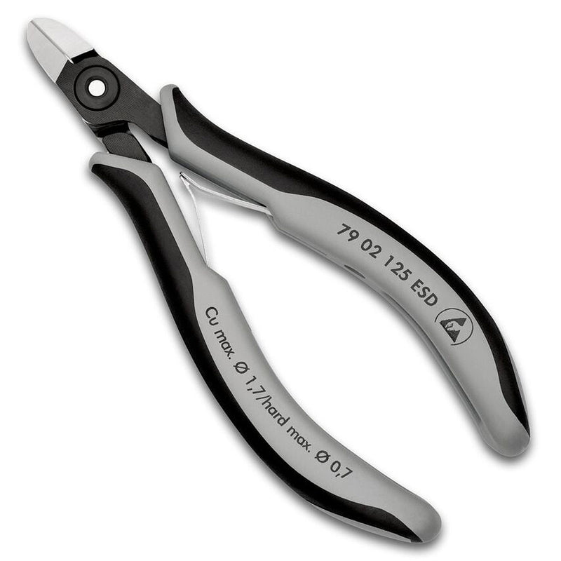 Kìm cắt linh kiện điện tử, chống tĩnh điện, đầu mũi tròn KNIPEX 79 02 125 ESD chiều dài 125mm, khả năng cắt từ 0.2mm - 1.7mm