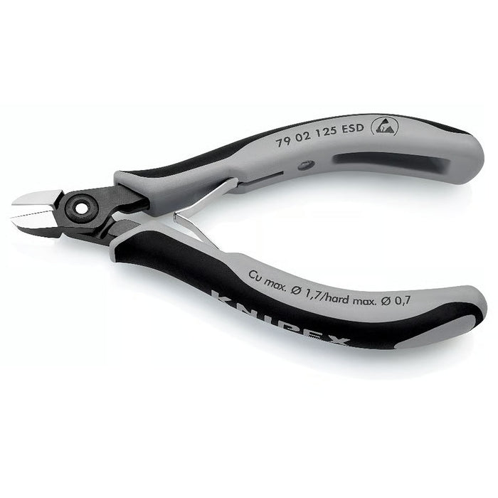 Kìm cắt linh kiện điện tử, chống tĩnh điện, đầu mũi tròn KNIPEX 79 02 125 ESD chiều dài 125mm, khả năng cắt từ 0.2mm - 1.7mm