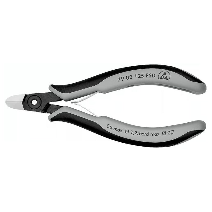 Kìm cắt linh kiện điện tử, chống tĩnh điện, đầu mũi tròn KNIPEX 79 02 125 ESD chiều dài 125mm, khả năng cắt từ 0.2mm - 1.7mm