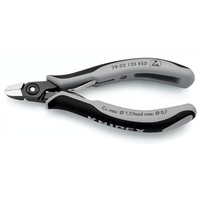 Kìm cắt linh kiện điện tử, chống tĩnh điện, đầu mũi tròn KNIPEX 79 02 125 ESD chiều dài 125mm, khả năng cắt từ 0.2mm - 1.7mm