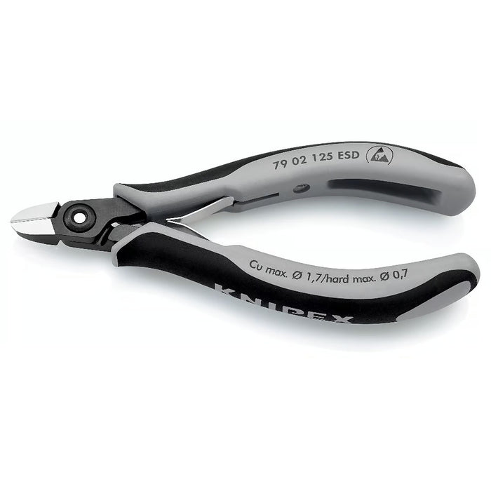 Kìm cắt linh kiện điện tử, chống tĩnh điện, đầu mũi tròn KNIPEX 79 02 125 ESD chiều dài 125mm, khả năng cắt từ 0.2mm - 1.7mm