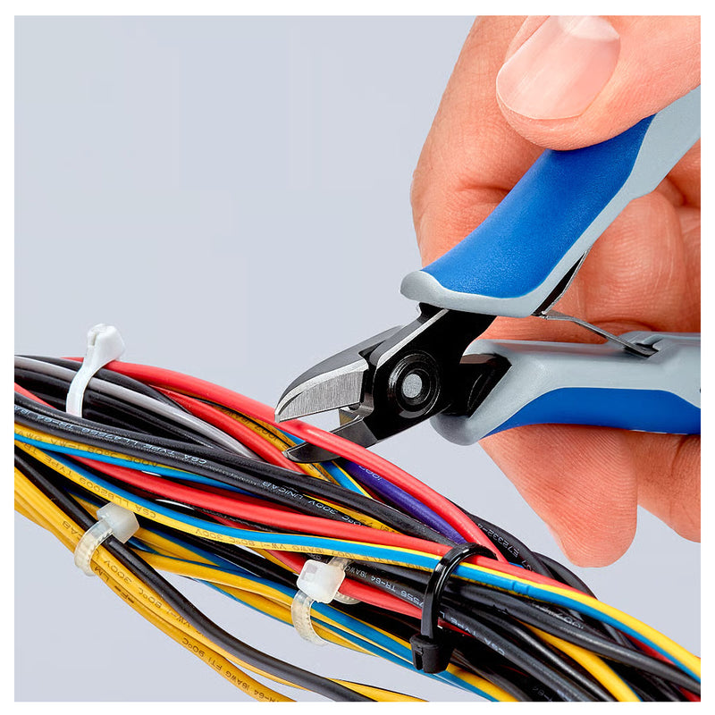 Kìm cắt linh kiện điện tử, có nang trợ lực, đầu mũi thuôn tròn KNIPEX 79 02 125 S1 chiều dài 125mm, khả năng cắt từ 0.2mm - 1.7mm