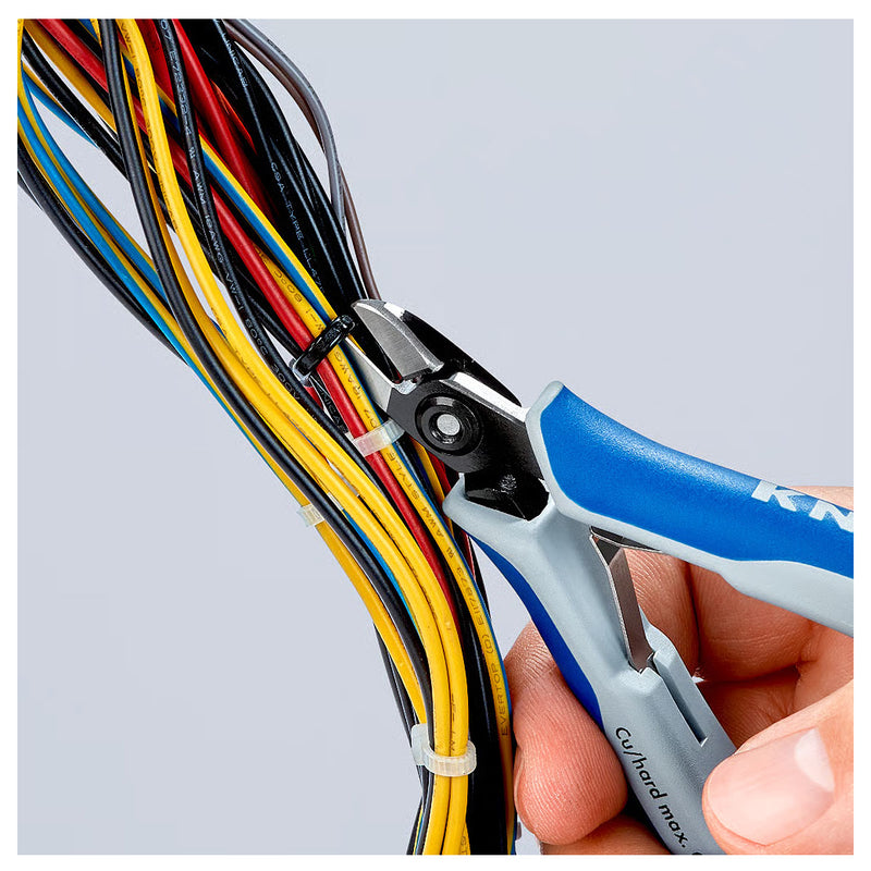 Kìm cắt linh kiện điện tử, có nang trợ lực, đầu mũi thuôn tròn KNIPEX 79 02 125 S1 chiều dài 125mm, khả năng cắt từ 0.2mm - 1.7mm