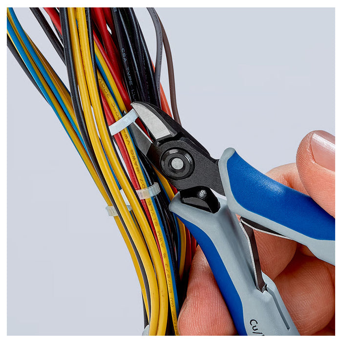 Kìm cắt linh kiện điện tử, có nang trợ lực, đầu mũi thuôn tròn KNIPEX 79 02 125 S1 chiều dài 125mm, khả năng cắt từ 0.2mm - 1.7mm