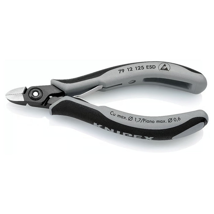 Kìm cắt linh kiện điện tử, chống tĩnh điện, chuyên dùng cắt dây cứng và dây piano KNIPEX 79 12 125 ESD chiều dài 125mm, khả năng cắt từ 0.3mm - 1.7mm