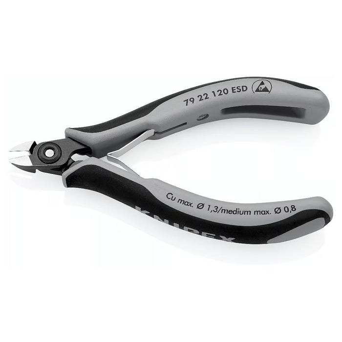Kìm cắt linh kiện điện tử, chống tĩnh điện, đầu mũi nhỏ KNIPEX 79 22 120 ESD chiều dài 120mm, khả năng cắt từ 0.1mm - 1.3mm