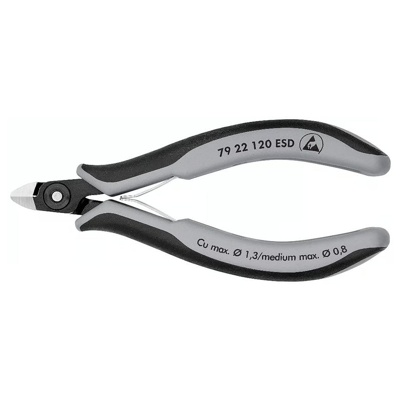 Kìm cắt linh kiện điện tử, chống tĩnh điện, đầu mũi nhỏ KNIPEX 79 22 120 ESD chiều dài 120mm, khả năng cắt từ 0.1mm - 1.3mm