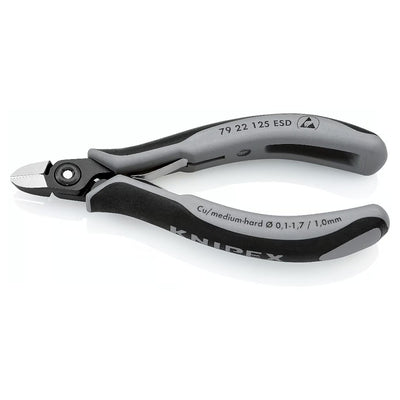 Kìm cắt linh kiện điện tử, chống tĩnh điện, đầu mũi tròn KNIPEX 79 22 125 ESD chiều dài 125mm, khả năng cắt từ 0.1mm - 1.7mm